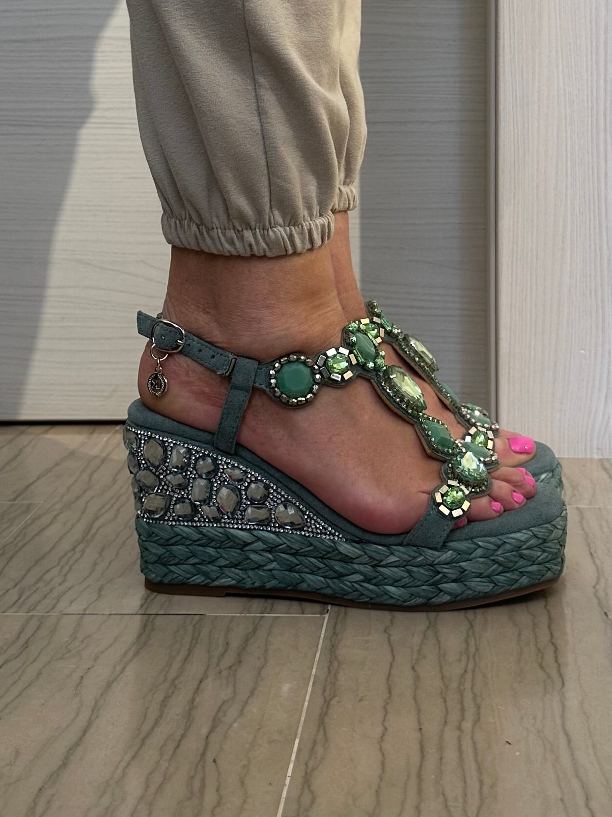 SANDALO XTI DONNA ZEPPA GIOIELLO VERDE