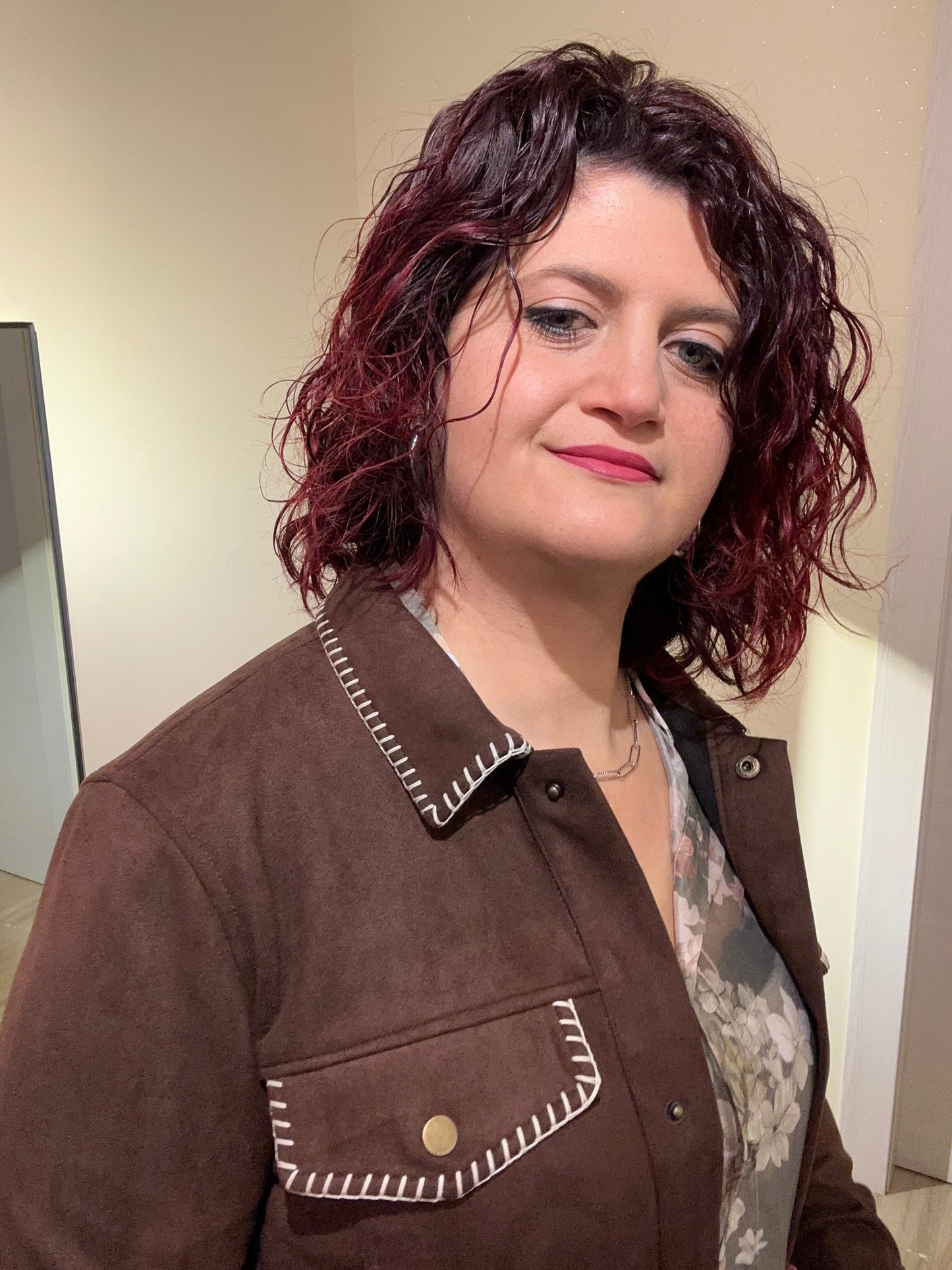 GIUBBINO DONNA MARRONE EFFETTO VELLUTO