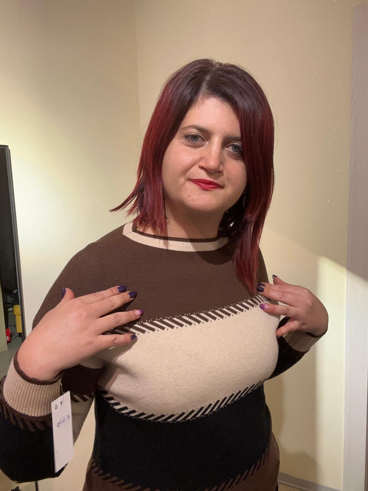 MAGLIA DONNA VISCOSA A FASCE MARRONE NERO E BEIGE