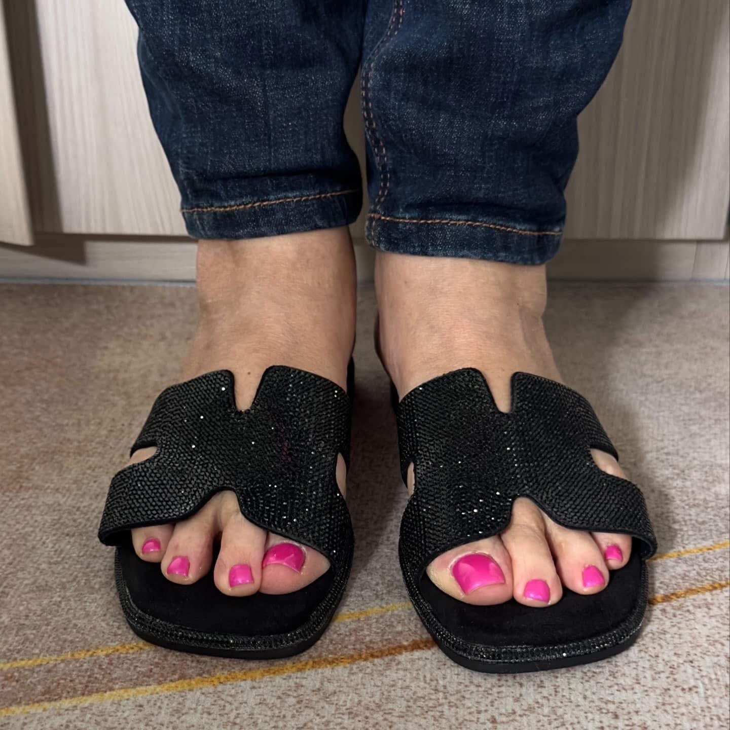 CIABATTA XTI DONNA NERO ELEGANTE CON STRASS