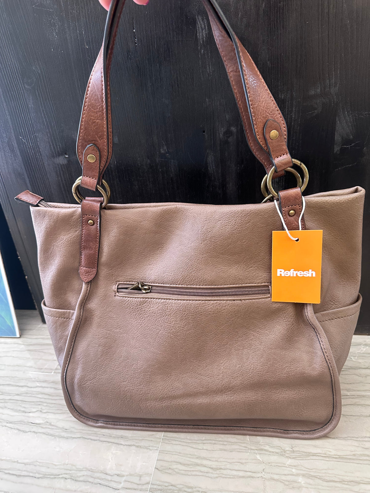 Borsa Donna Grande Taupe Refresh con Dettagli Borchie
