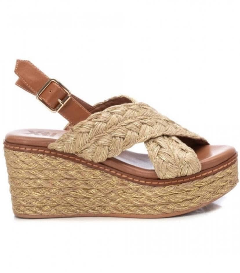 SANDALO XTI DONNA IN CORDA ORO E CAMEL