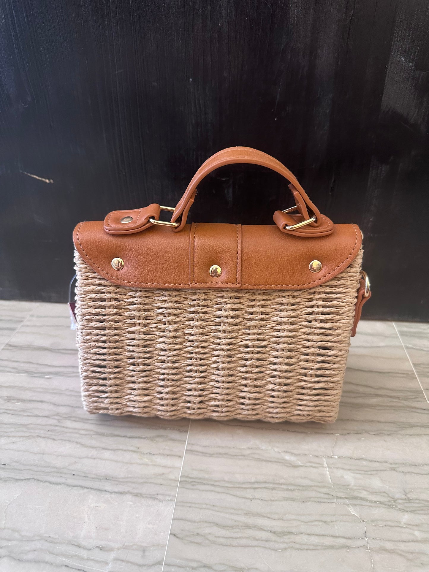 Borsa Xti in Paglia e Similpelle Cuoio – Borsa Donna a Mano e Tracolla Estiva