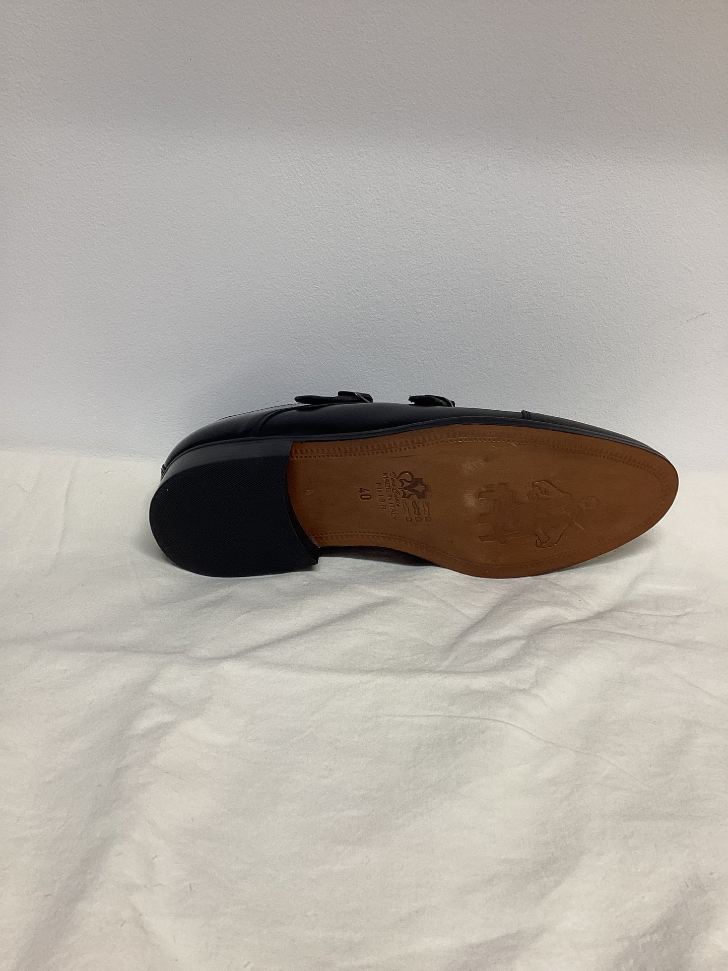 SCARPA CLASSICA UOMO NERA DOPPIA FIBBIA IN PELLE