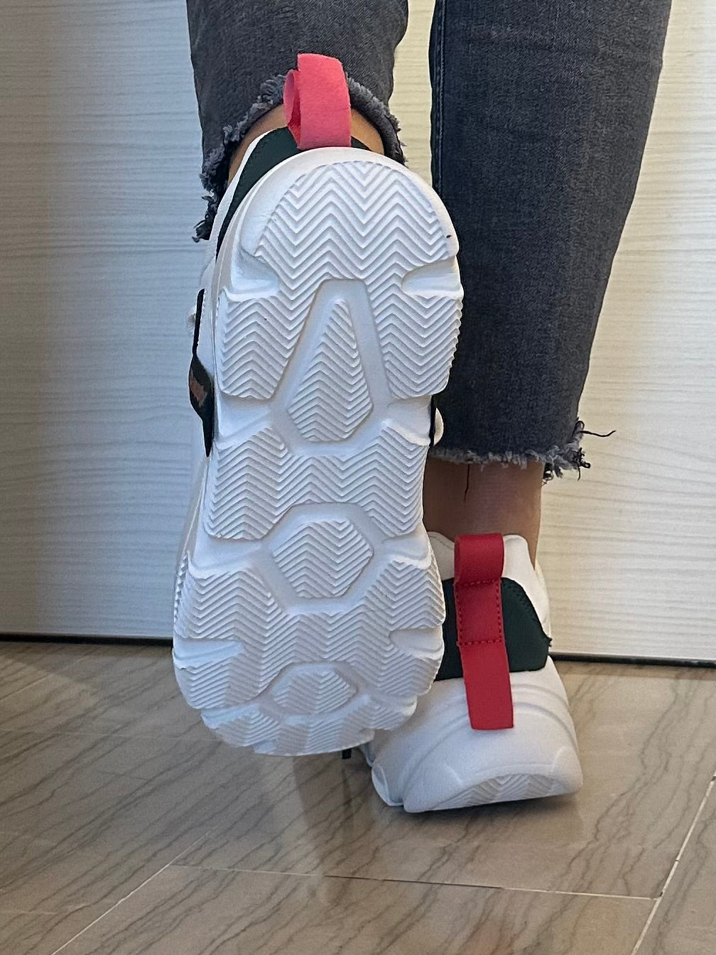 CHUNKY AMY SHOP ART SNEAKER BIANCA VERDONE E ROSSA