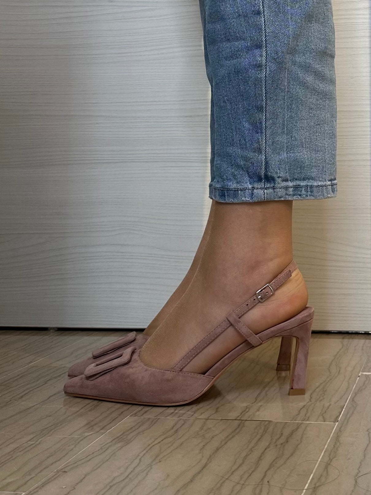DÉCOLLETÉ AZAREY DONNA SLINGBACK ROSA IN PELLE