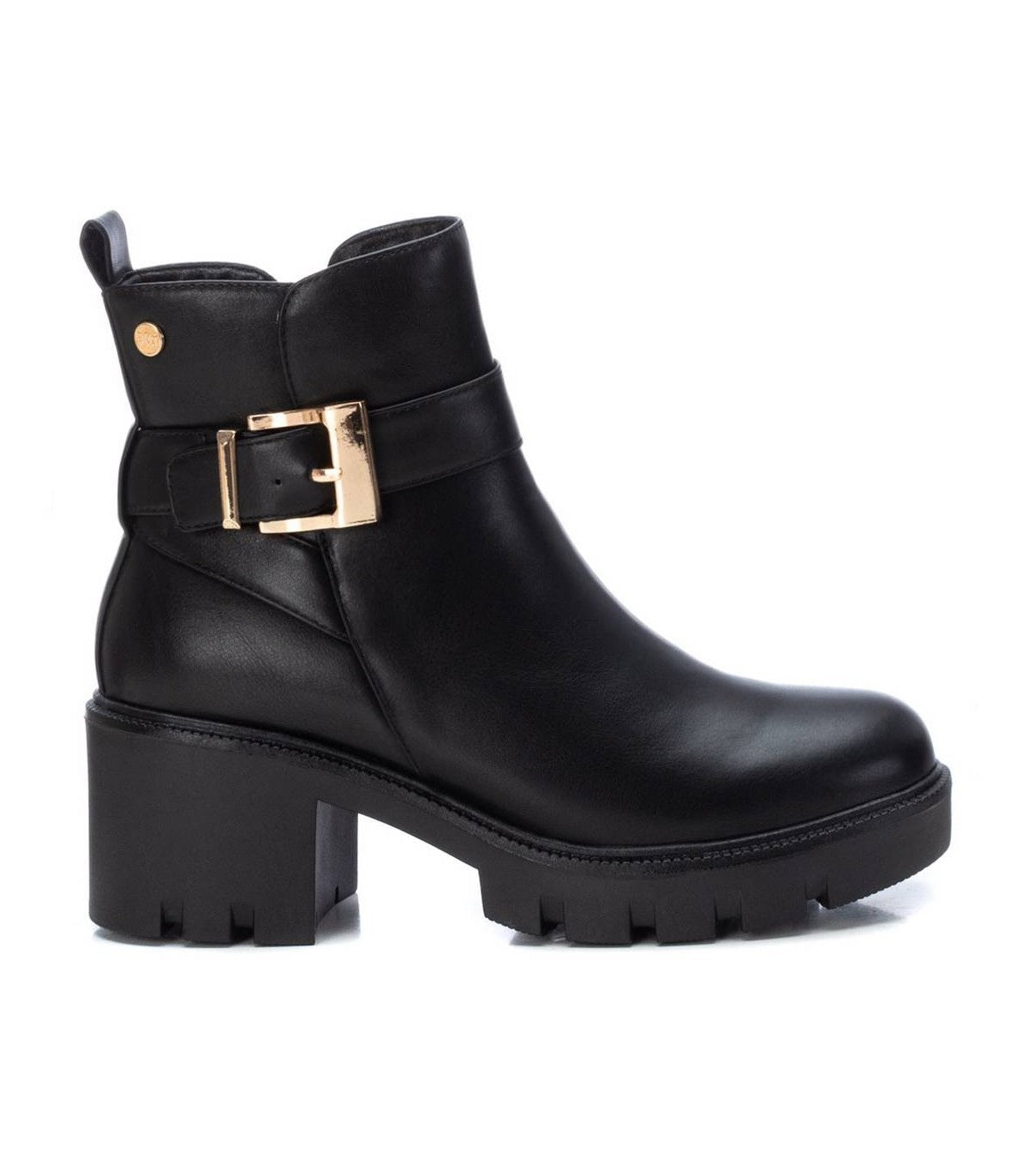 STIVALETTO XTI NERO CON FIBBIA ORO