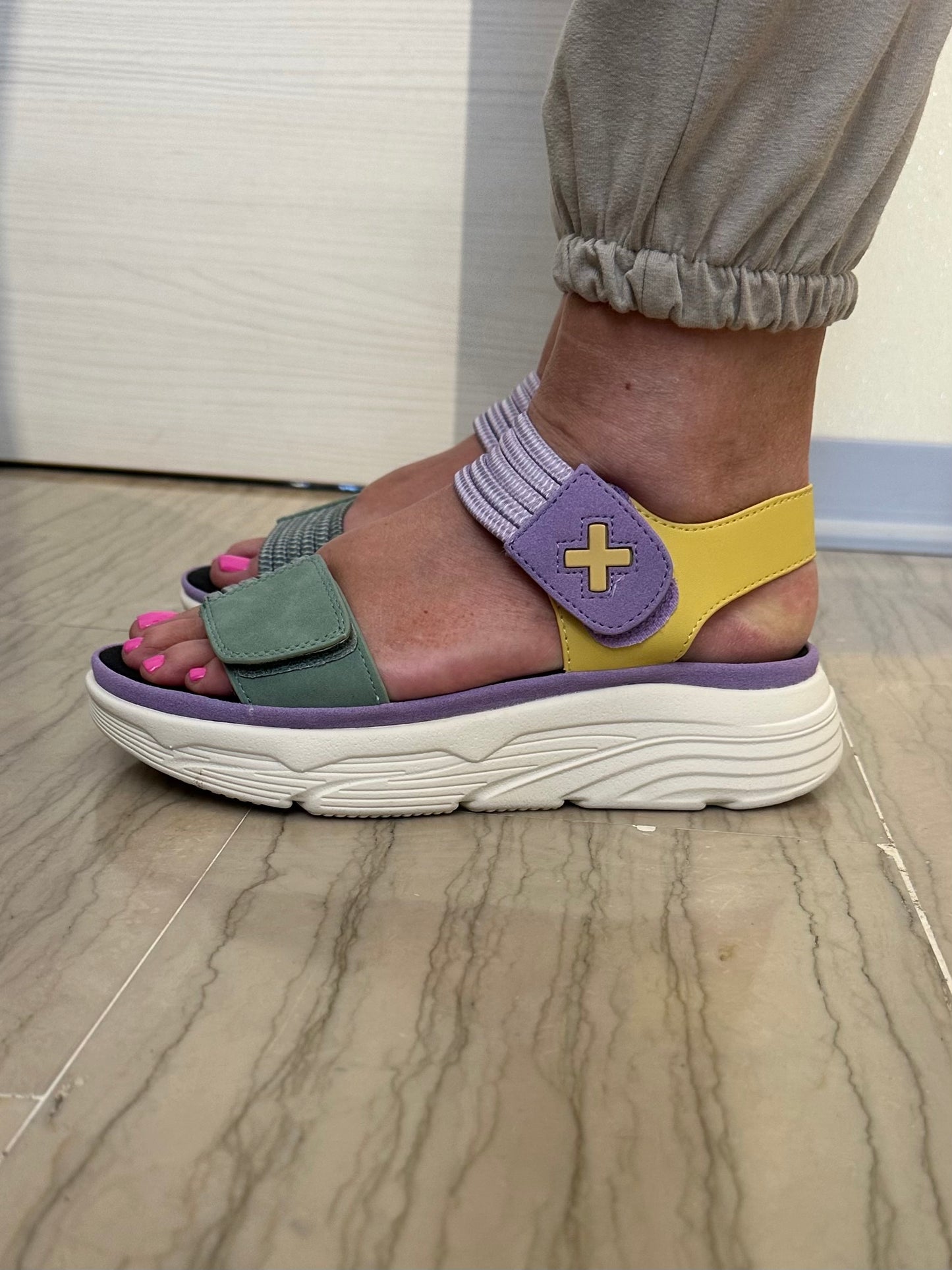 SANDALO XTI DONNA BASSO MULTICOLORE LILLA/VERDE/GIALLO SENAPE