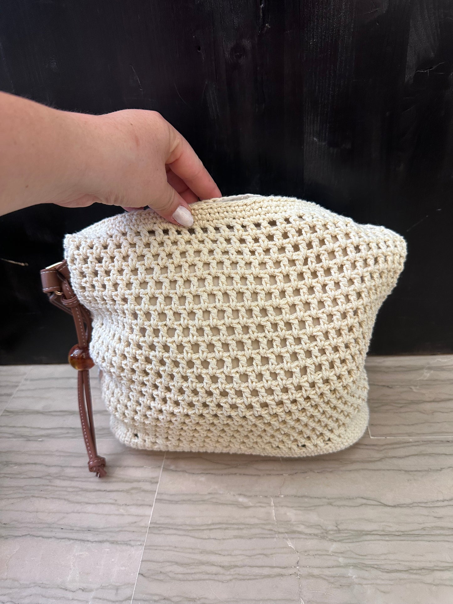 Borsa Donna Xti Crochet Beige – A Spalla con Tracolla Regolabile