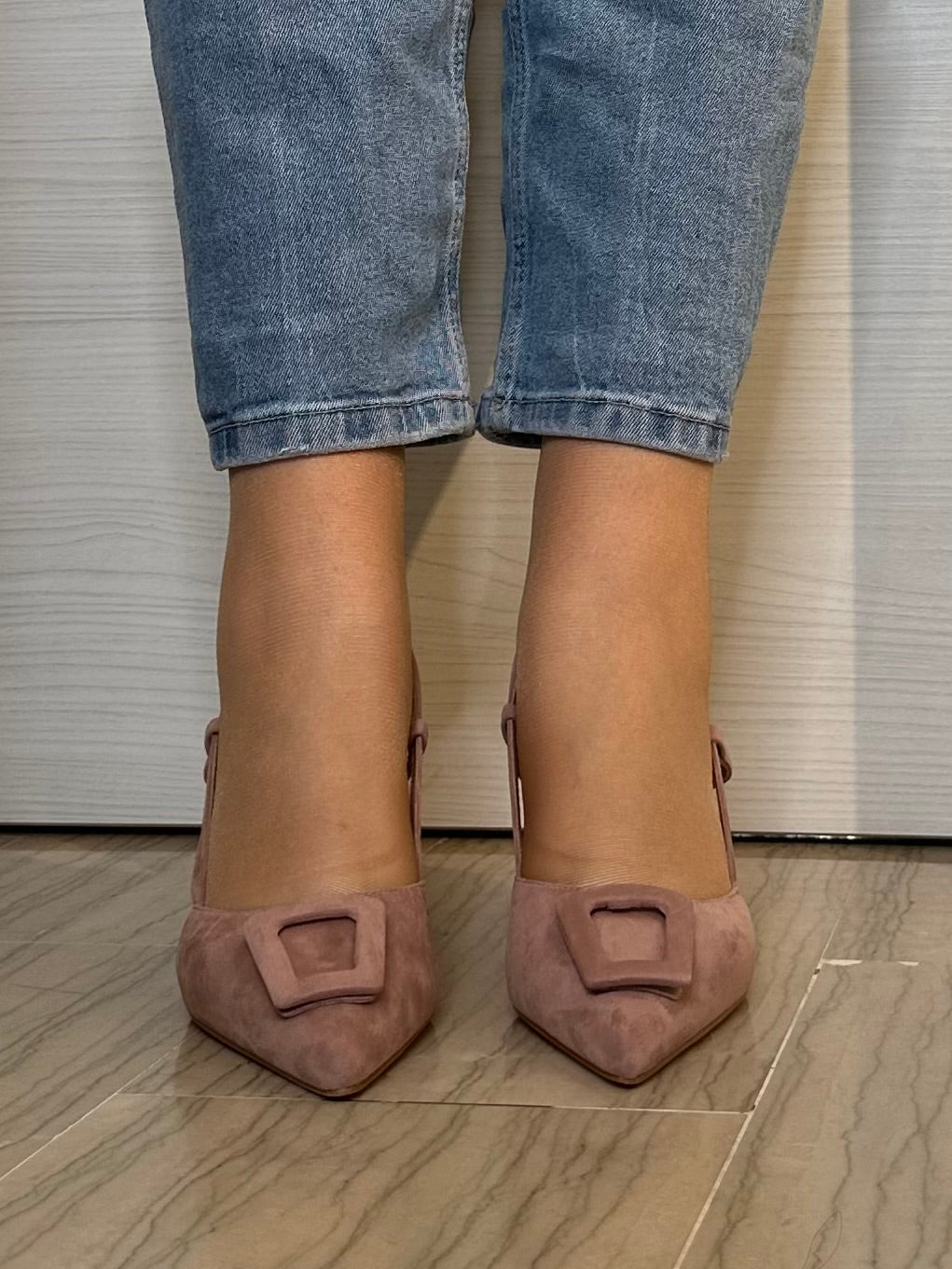 DÉCOLLETÉ AZAREY DONNA SLINGBACK ROSA IN PELLE