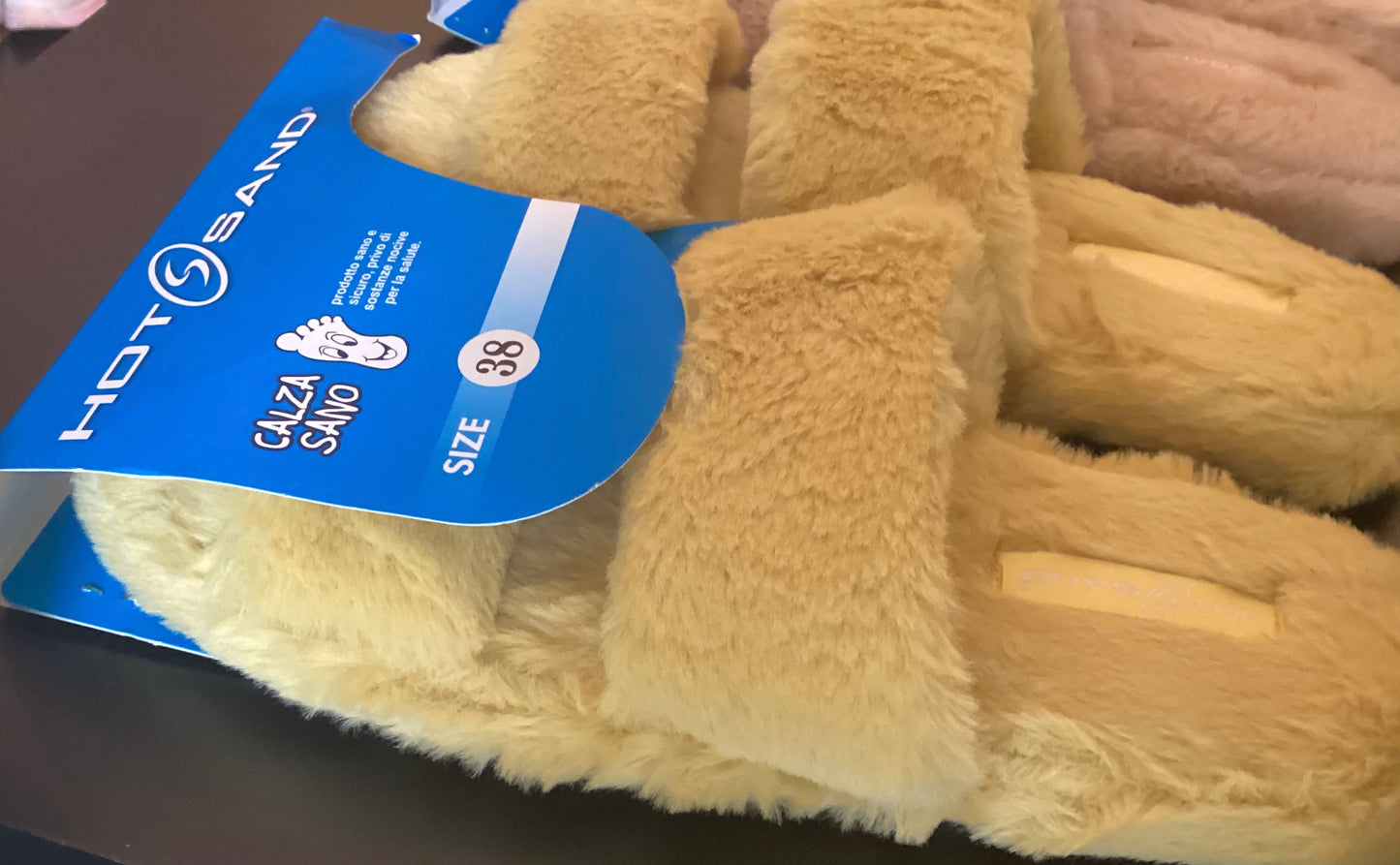 PANTOFOLA DA CASA DOPPIA FASCIA BEIGE O SENAPE