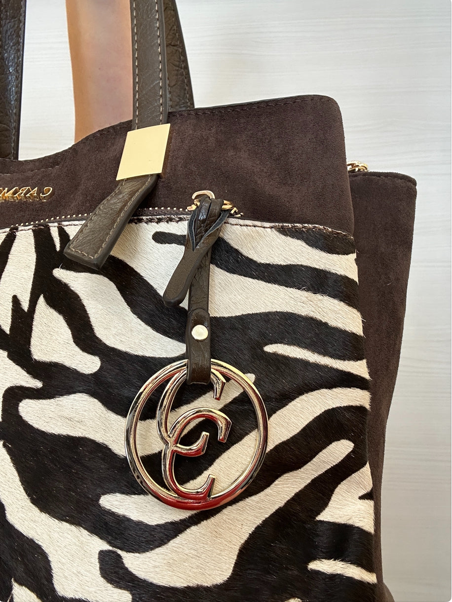 BORSA SHOPPER CARMELA IN PELLE ZEBRATA TESTA DI MORO