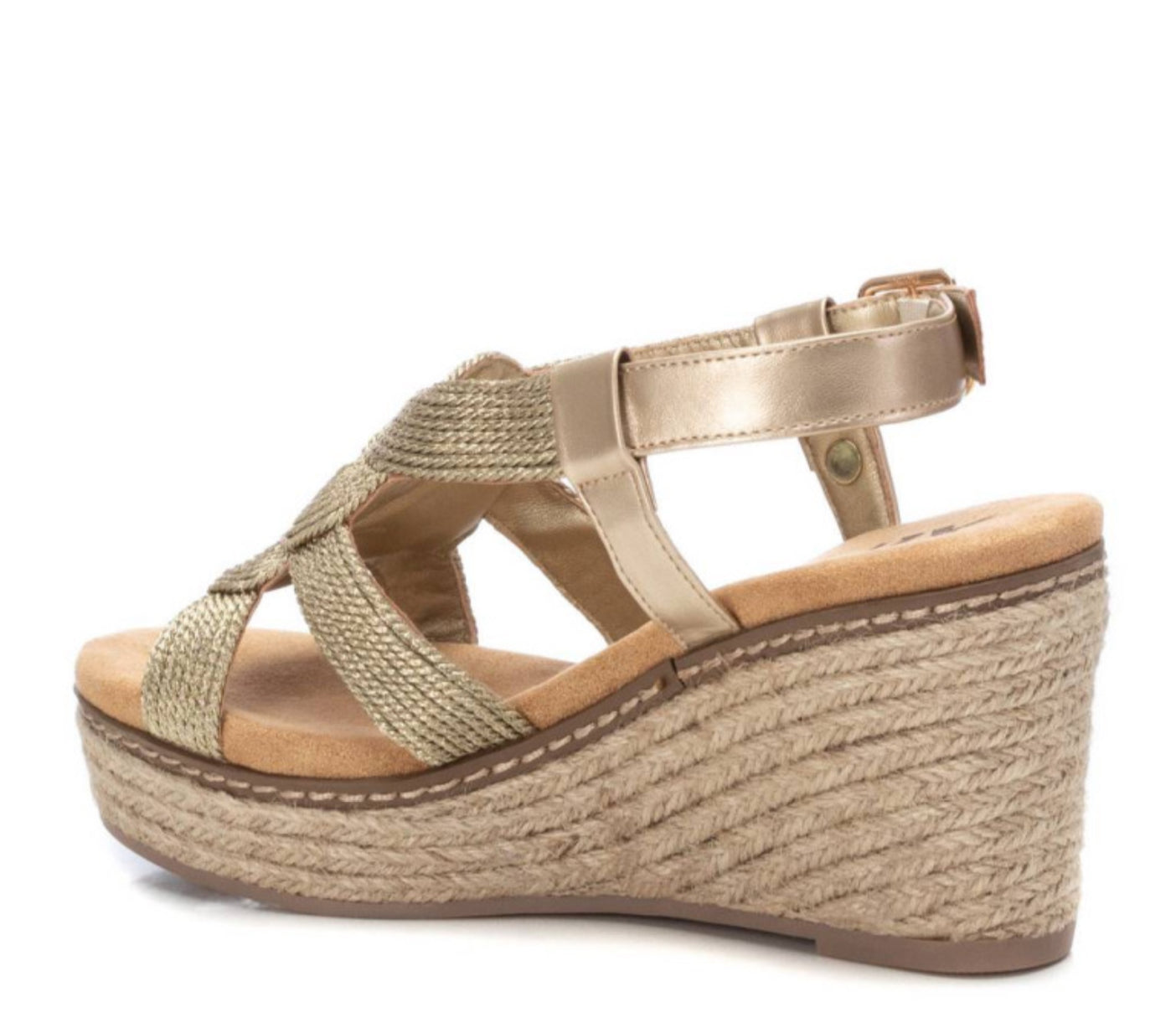 SANDALO XTI DONNA ZEPPA IN CORDA ORO