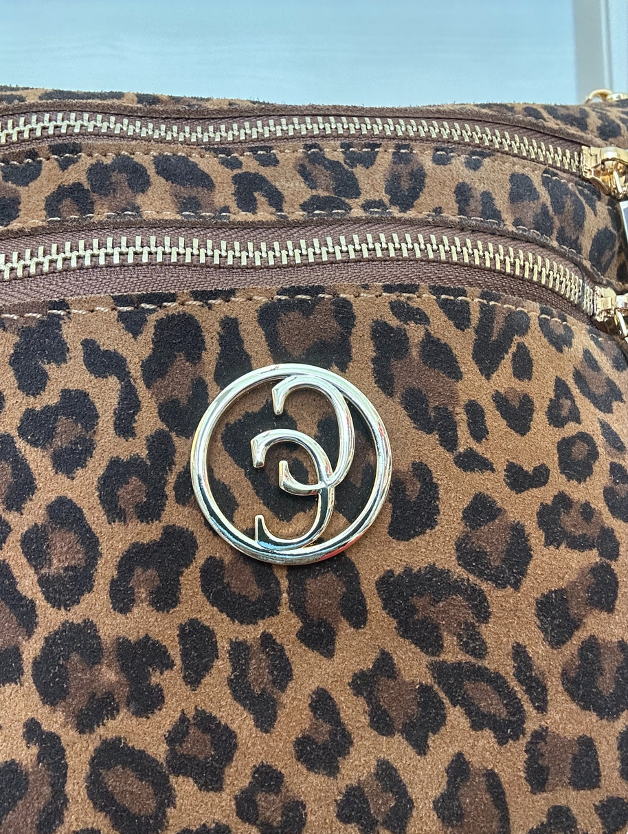 BORSA A TRACOLLA CARMELA IN PELLE ANIMALIER CON 4 ZIP