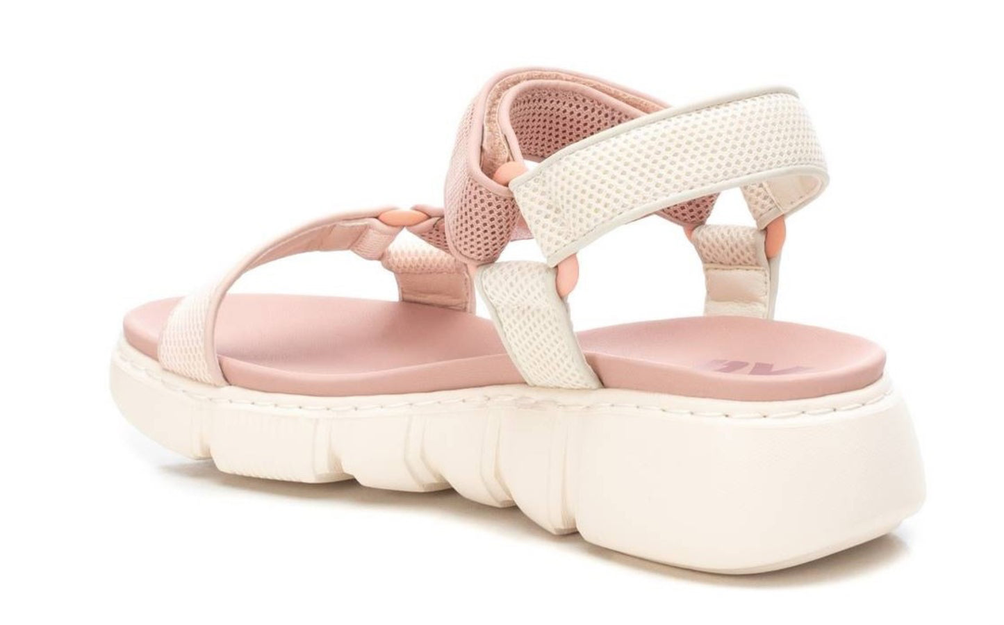 SANDALO XTI DONNA BASSO ROSA E BEIGE CON VELCRO