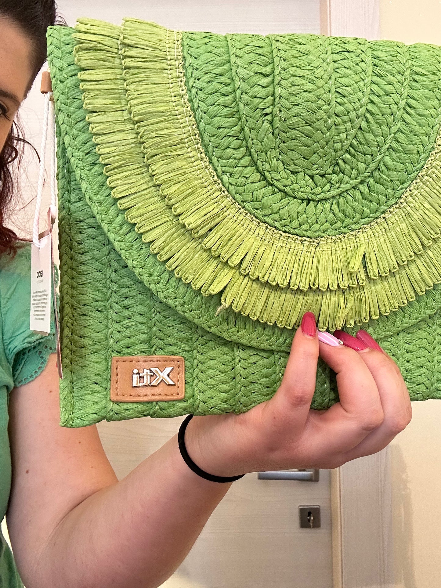 POCHETTE XTI DONNA VERDE IN RAFIA