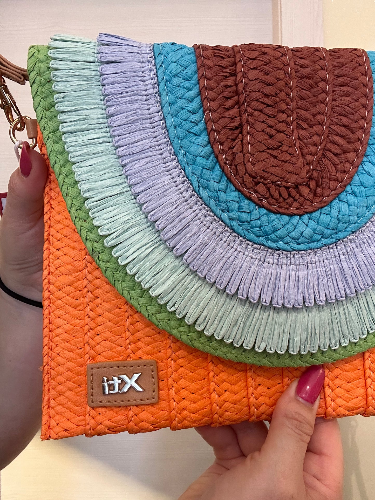 POCHETTE XTI DONNA IN RAFIA MULTICOLOR