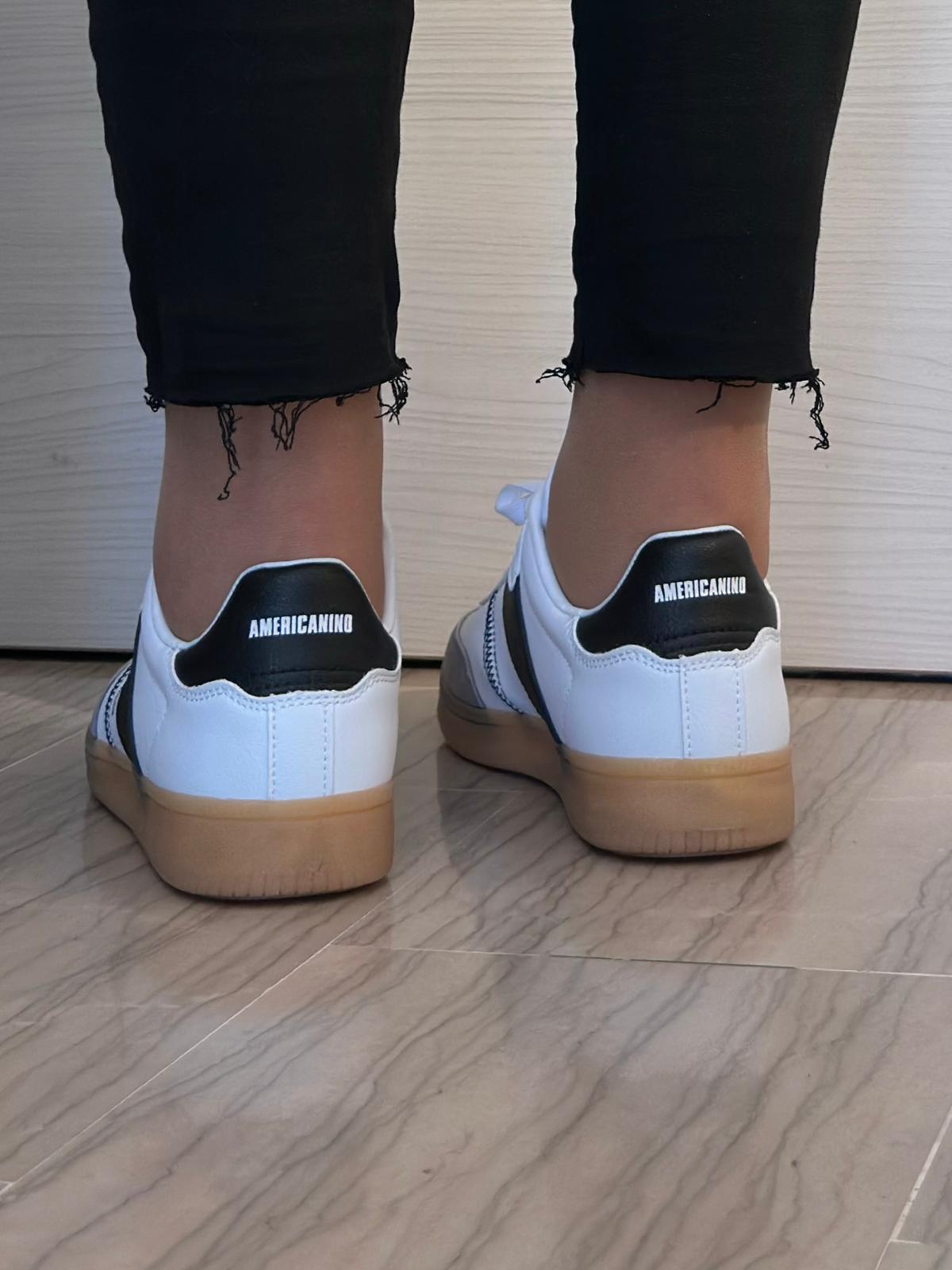 SNEAKER DONNA AMERICANINO BIANCA GRIGIA E NERA