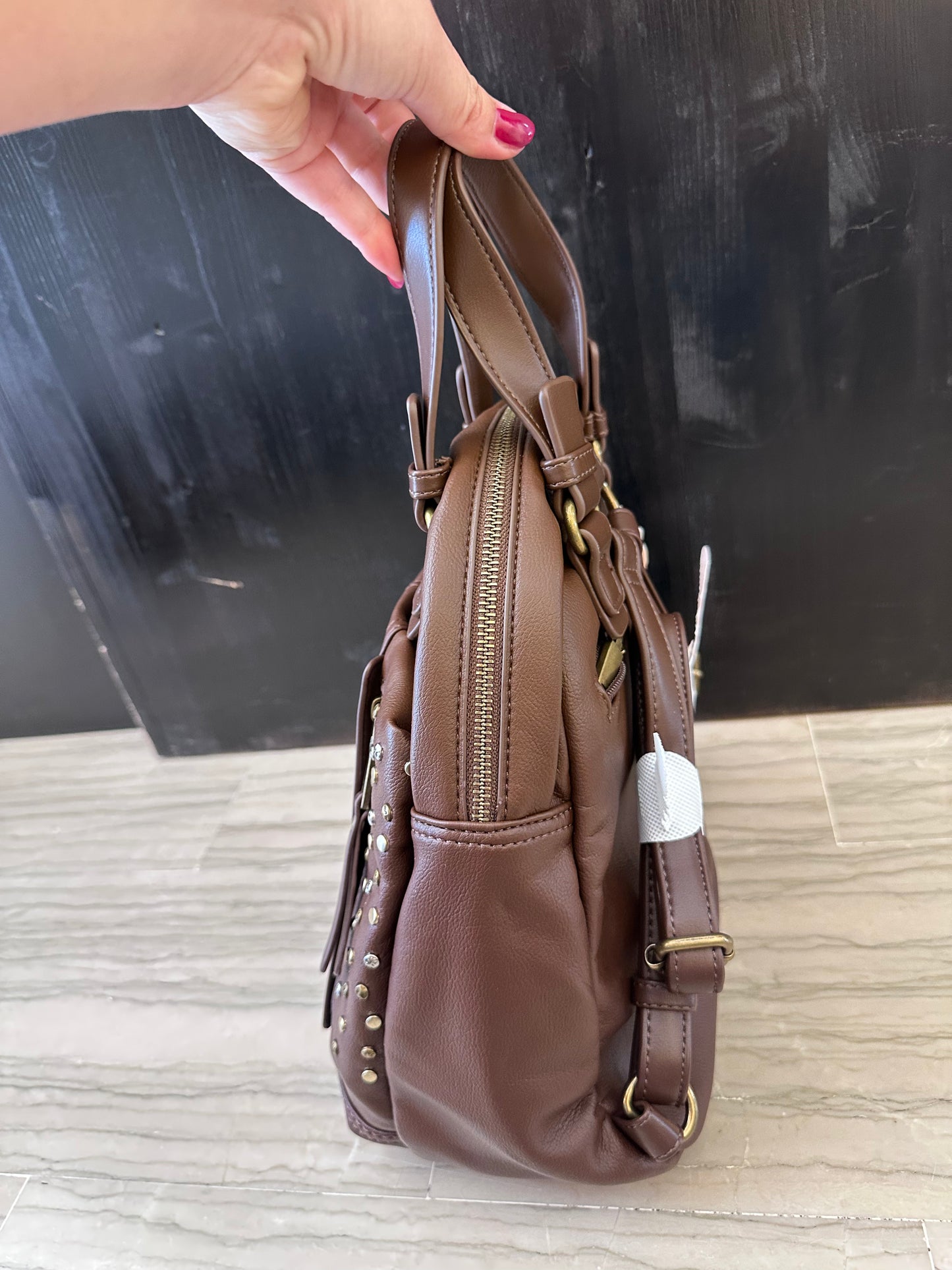 Zaino Donna Marrone con Borchie Refresh