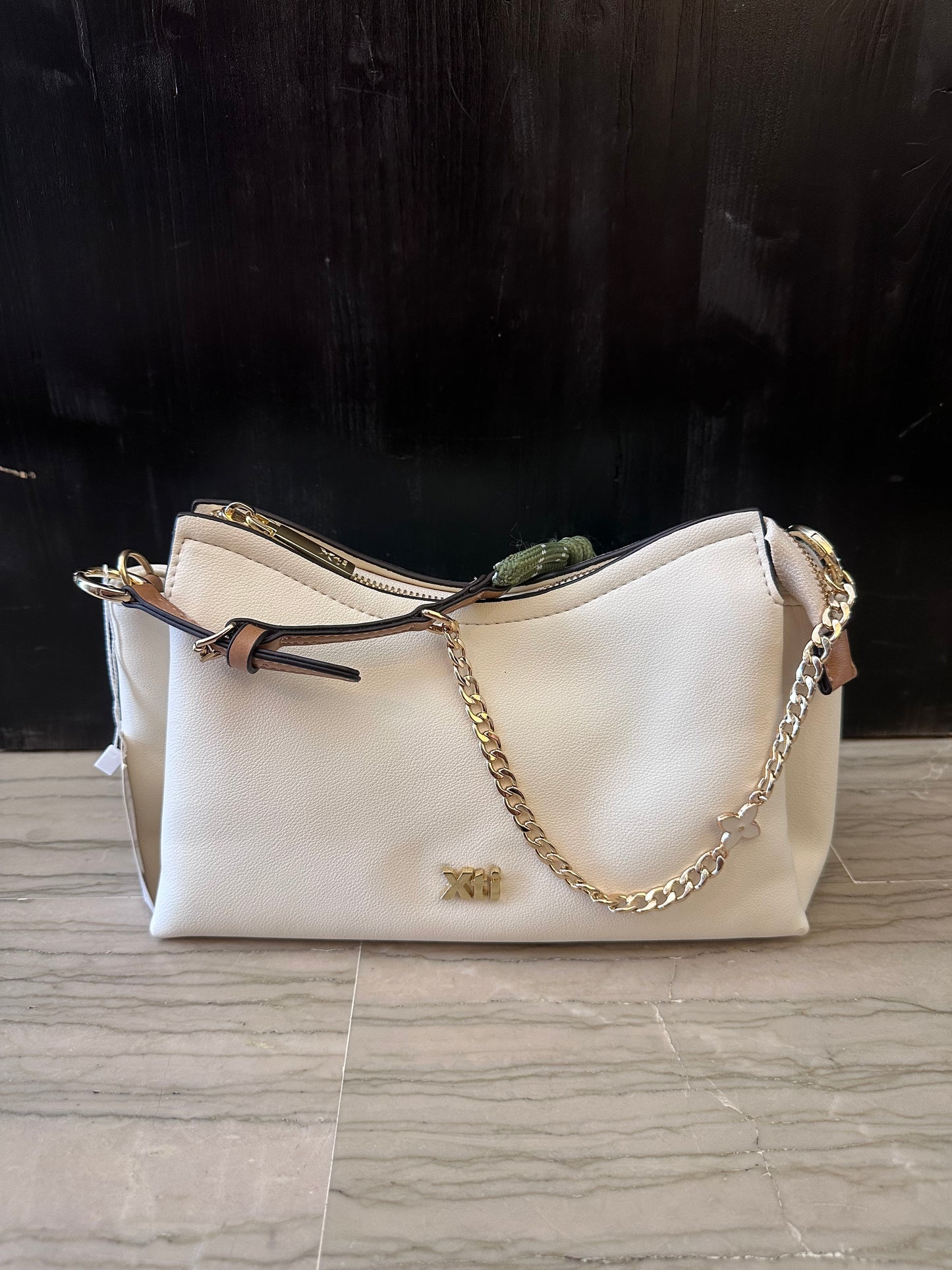 Borsa Xti Beige con Manico in Corda e Catena – Borsa Donna a Mano e Tracolla