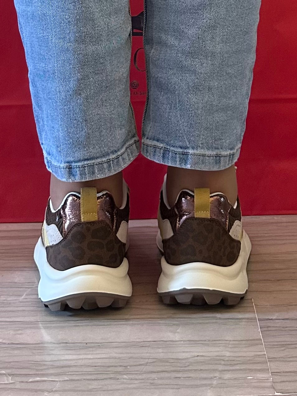 Sneaker Donna Chunky Running Retrò Marrone con Inserti Animalier – Marina Torres