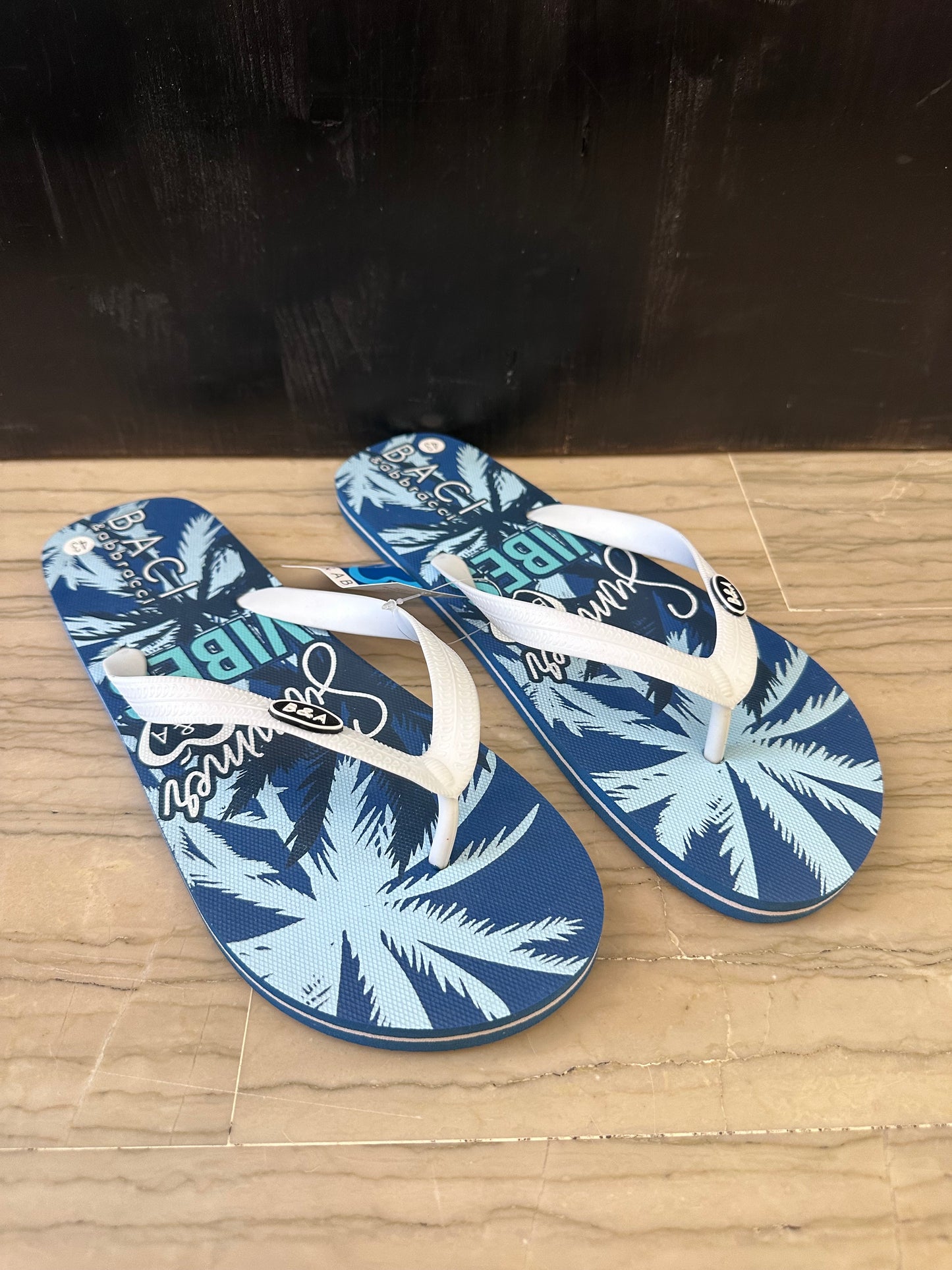 Infradito Uomo Baci & Abbracci Blu con Fascia Bianca Fantasia Tropicale