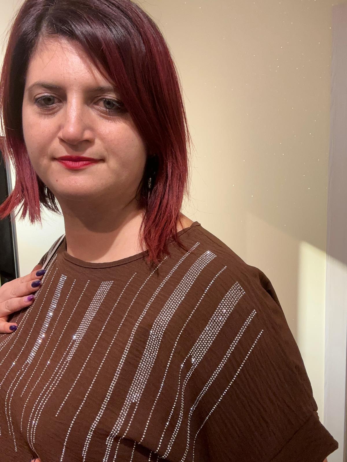 MAXI T-SHIRT DONNA MARRONE CON STRASS