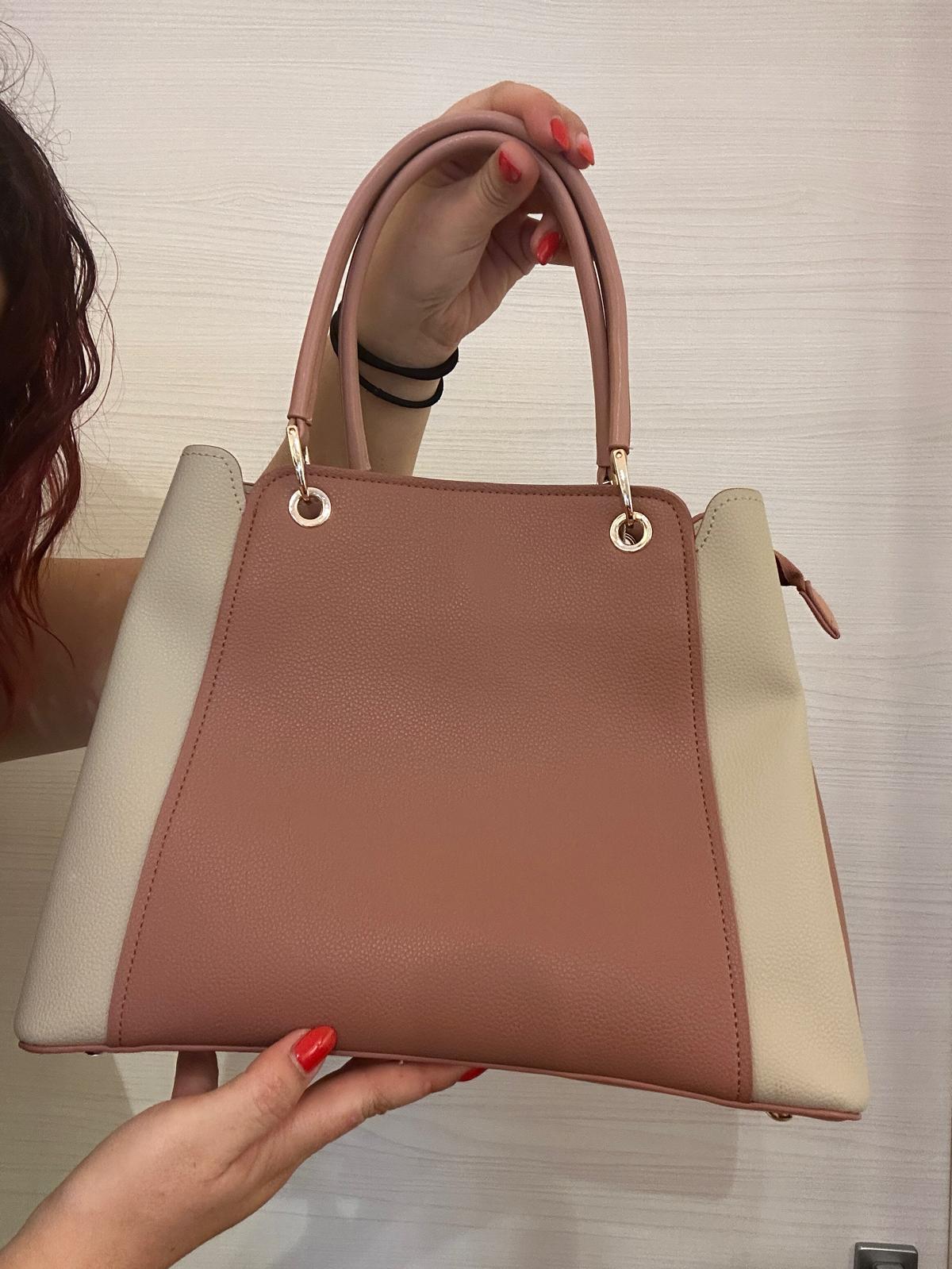 BORSA A SPALLA DONNA XTI BICOLORE ROSA E BEIGE