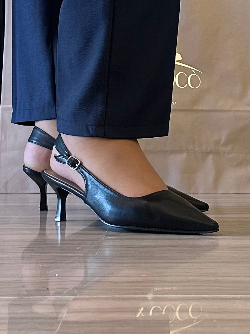 Décolleté Slingback Donna Crichic Nera – Interno in Pelle