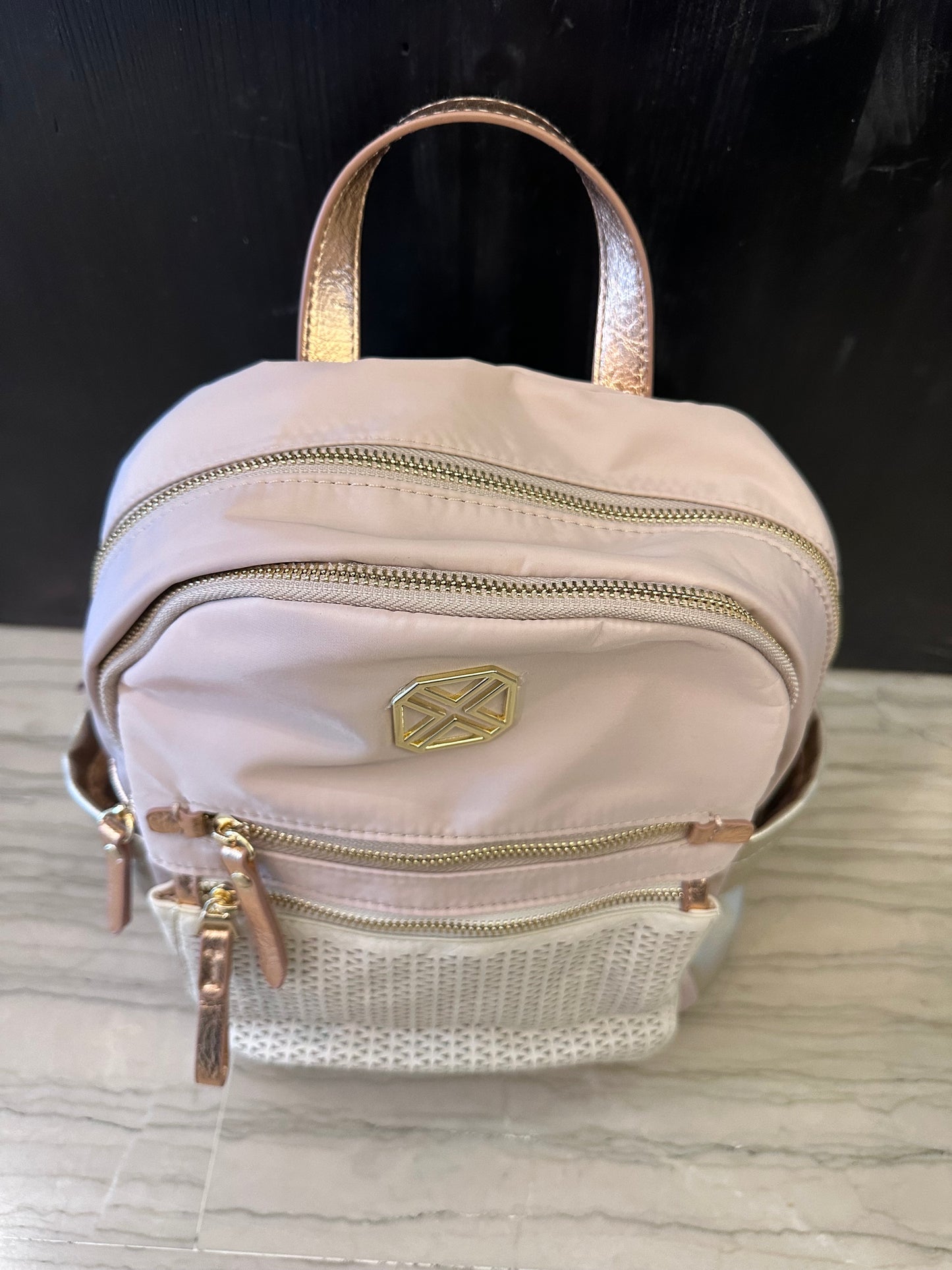 Zainetto Beige e Rosa Multi Tasche – Backpack Donna Organizer 28 cm