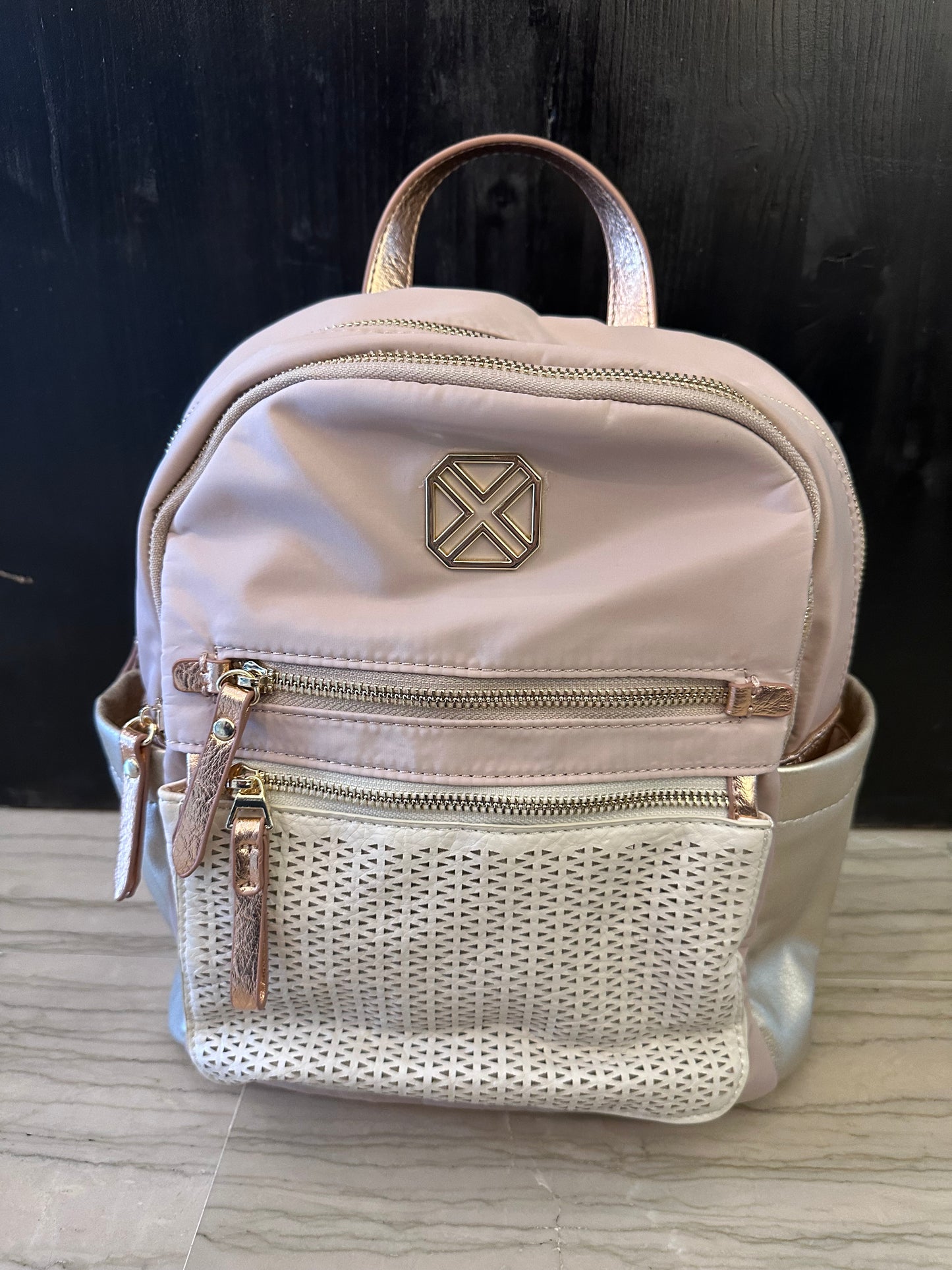 Zainetto Beige e Rosa Multi Tasche – Backpack Donna Organizer 28 cm