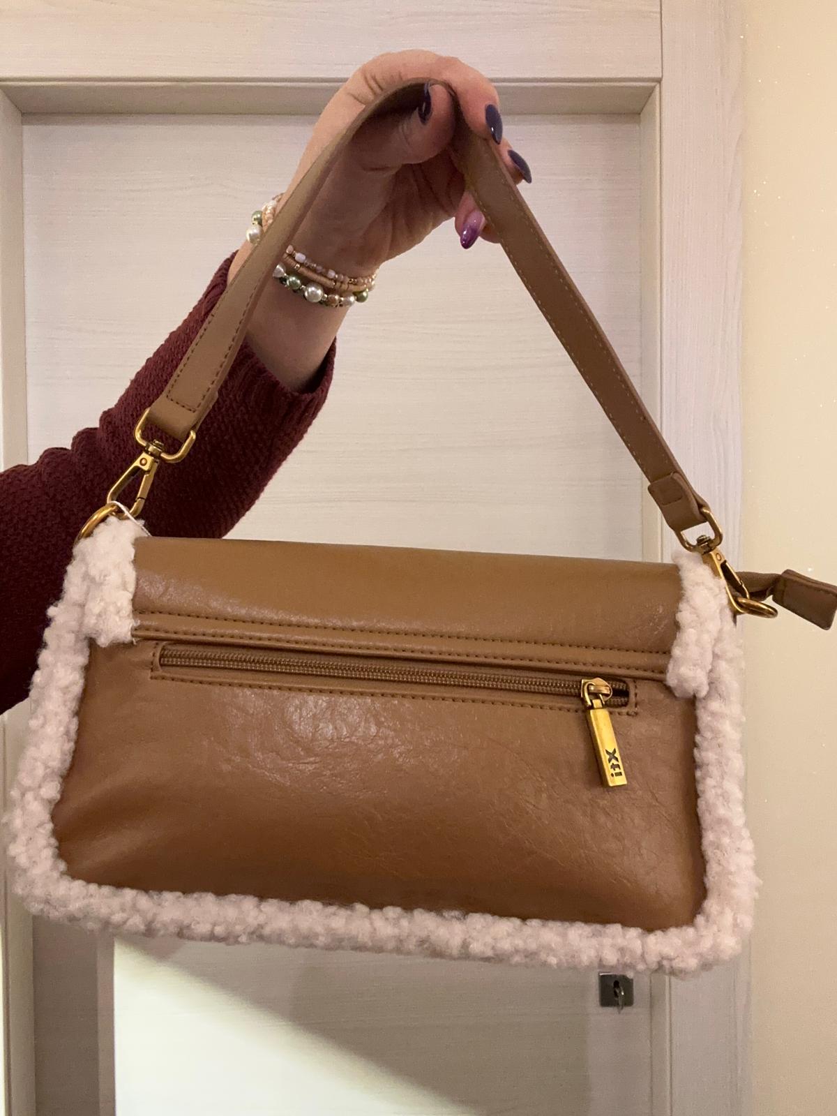 BORSA XTI A SPALLA MIELE CON BORDI ECOPELLICCIA