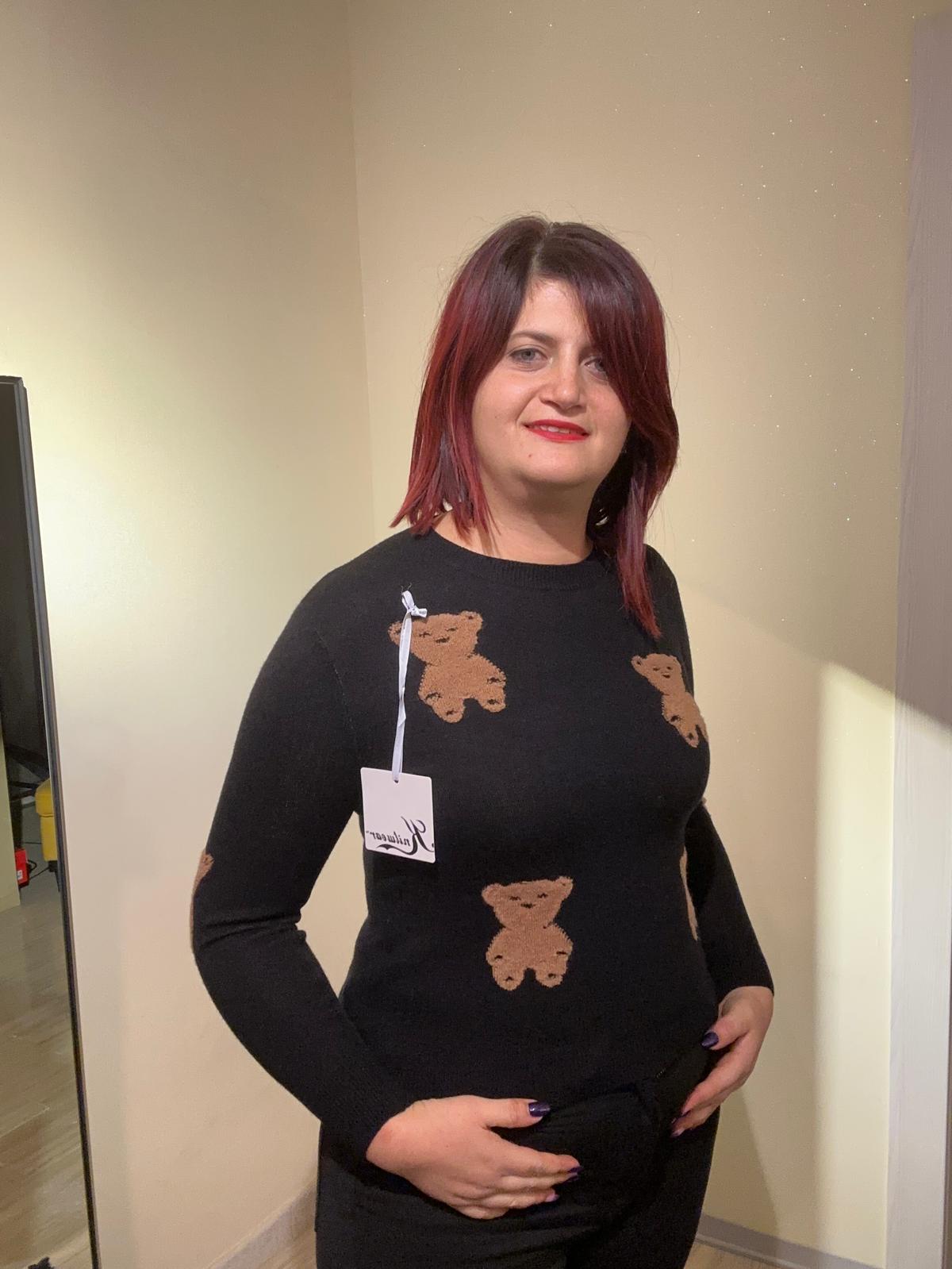 MAGLIA DONNA TEDDY NERA E MARRONEIN VISCOSA