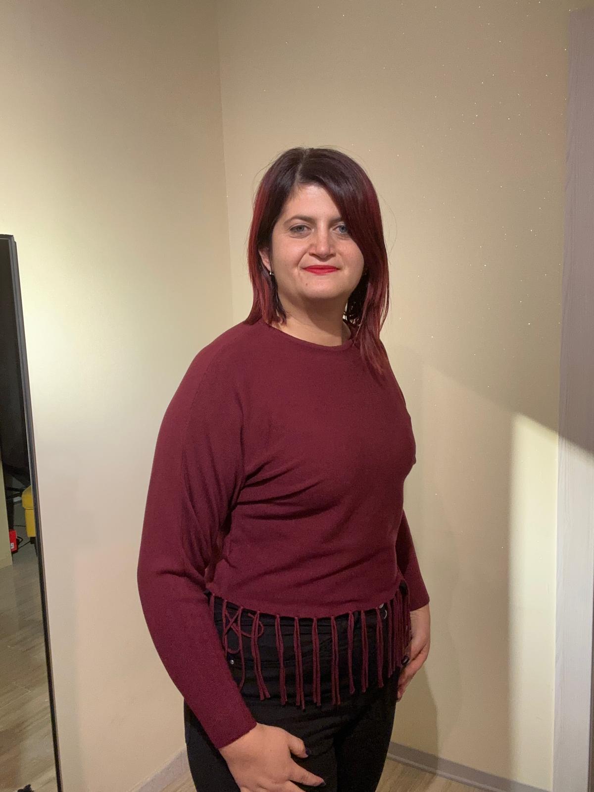 MAGLIA DONNA BORDEAUX CON FRANGE