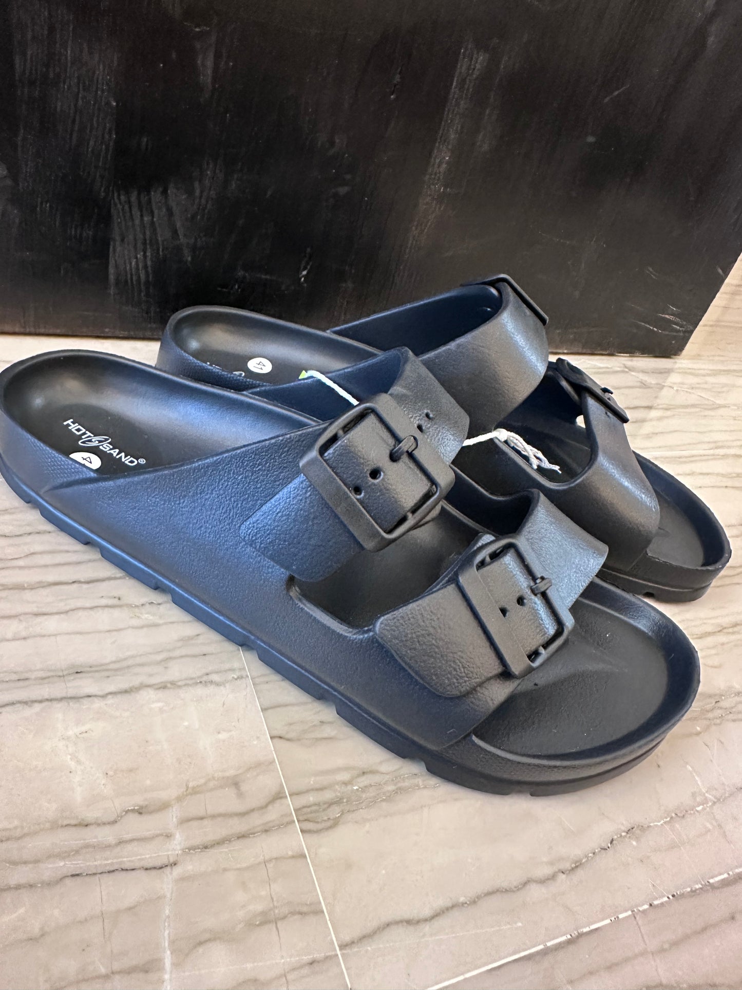Ciabatta Uomo HOTSAND Nera Doppia Fascia Regolabile in Gomma