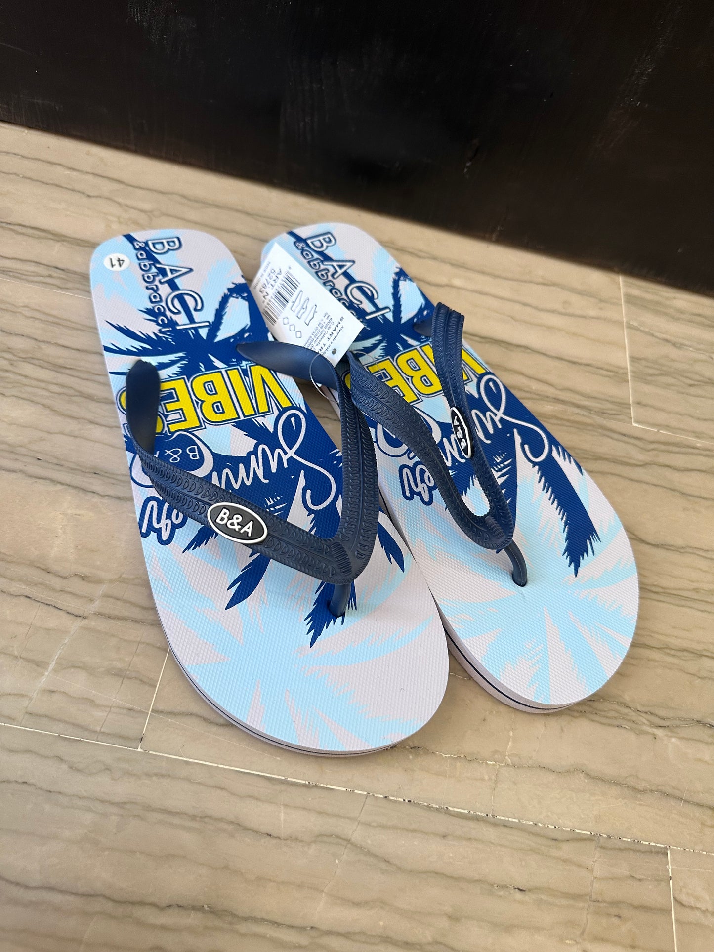 Infradito Uomo Baci & Abbracci con Fascia Blu e Fantasia Tropicale
