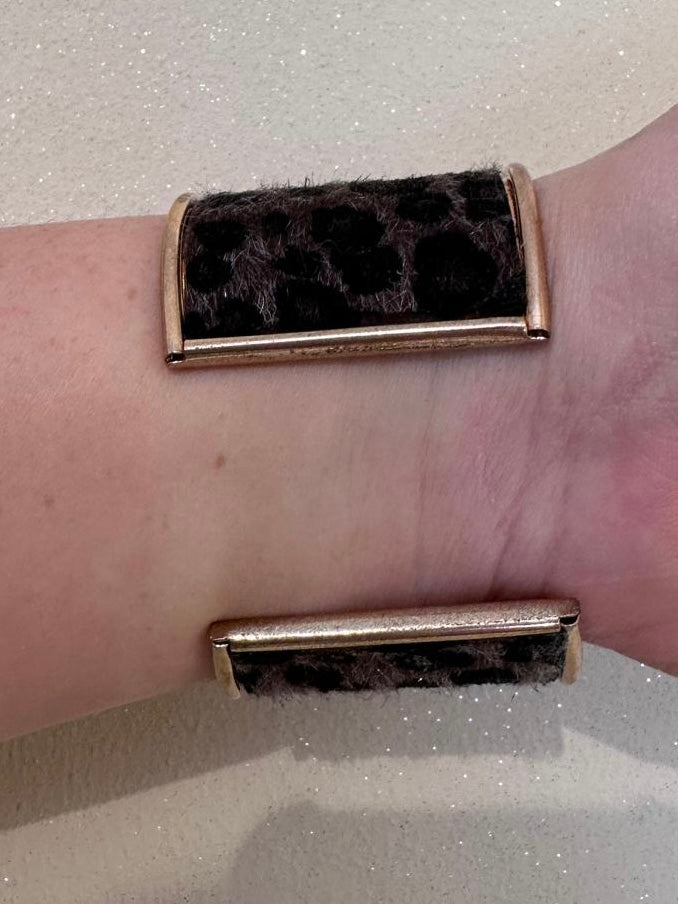 BRACCIALE RIGIDO DONNA LEOPARDATO CON BASE ORO