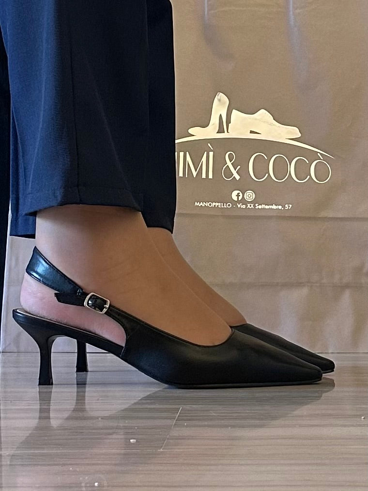 Décolleté Slingback Donna Crichic Nera – Interno in Pelle
