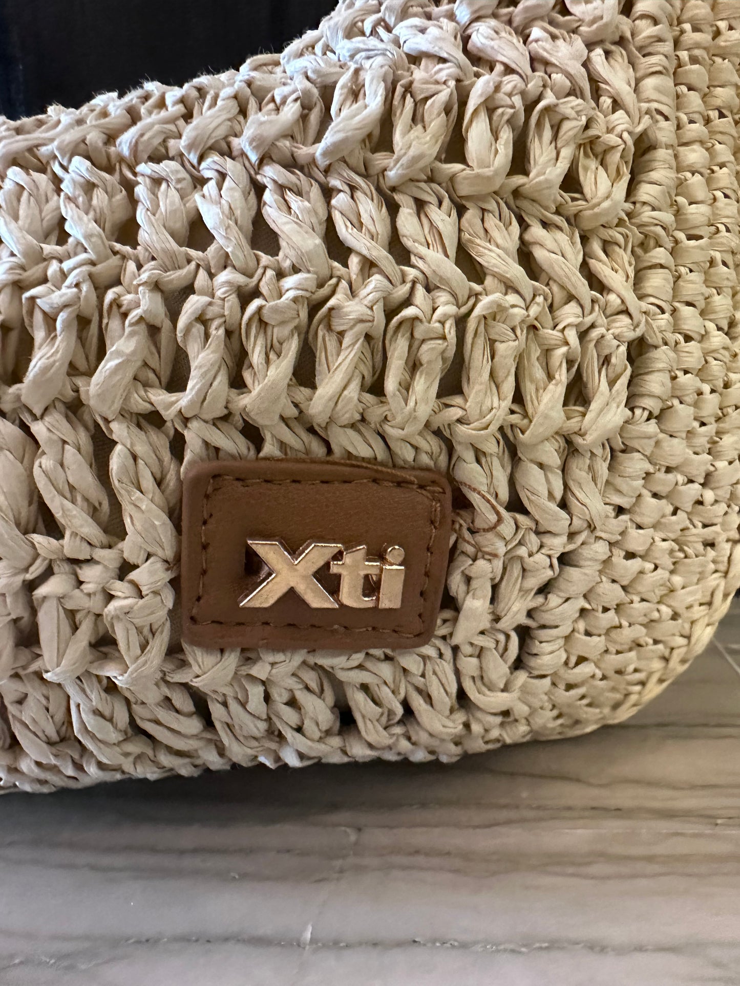 Borsa a Mezzaluna Xti Effetto Paglia Naturale – Hobo Bag Donna Estate
