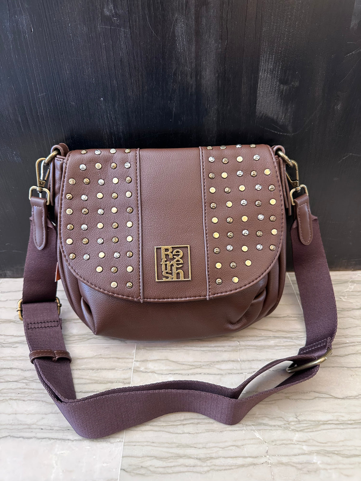 Tracollina Donna Marrone con Borchie Refresh