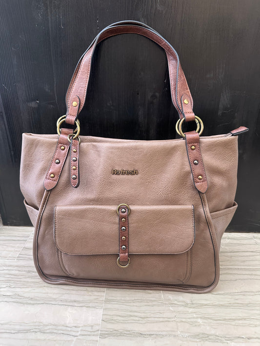 Borsa Donna Grande Taupe Refresh con Dettagli Borchie