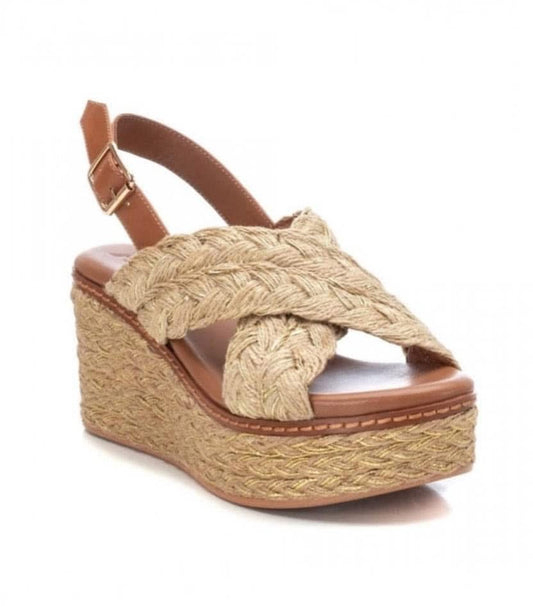 SANDALO XTI DONNA IN CORDA ORO E CAMEL