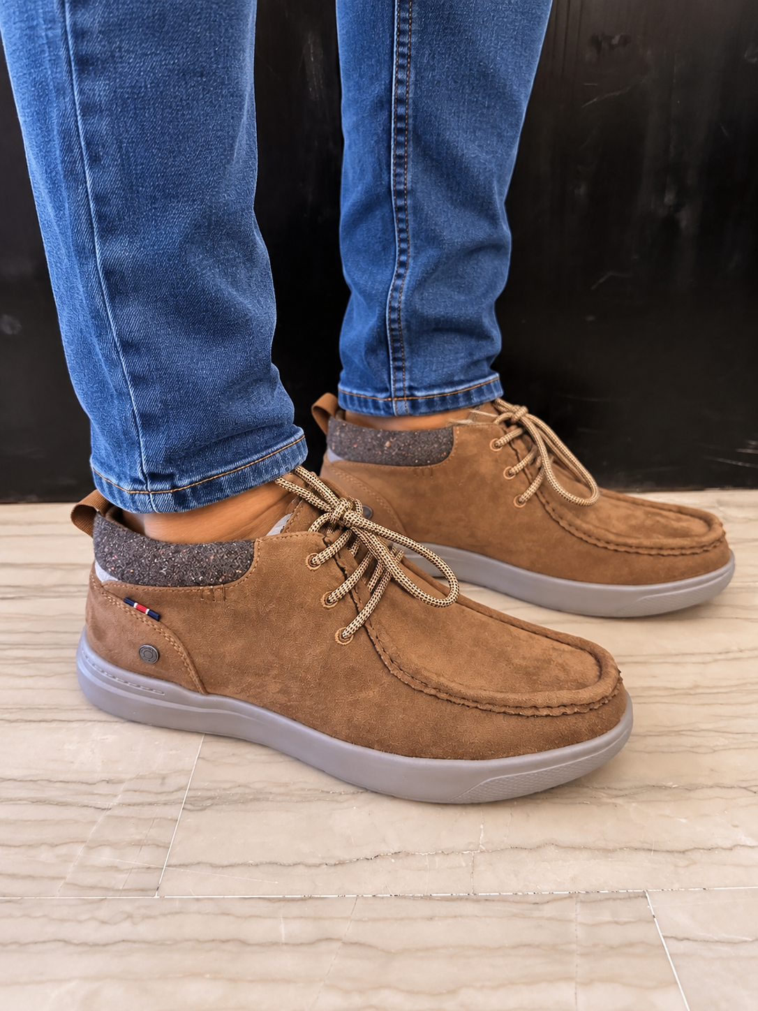 Mocassino uomo derby Refresh stile barca – Camel