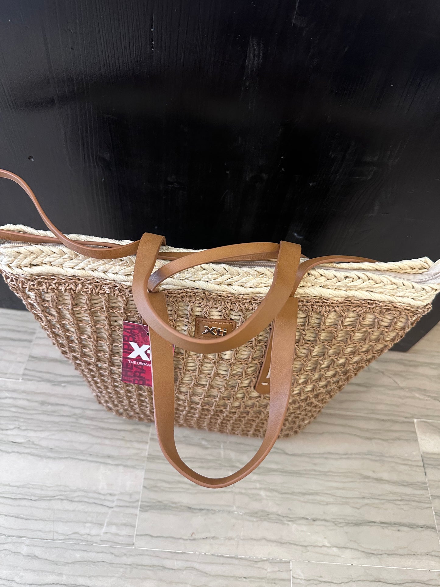 Borsa Xti in Rafia Rigida con Doppio Manico