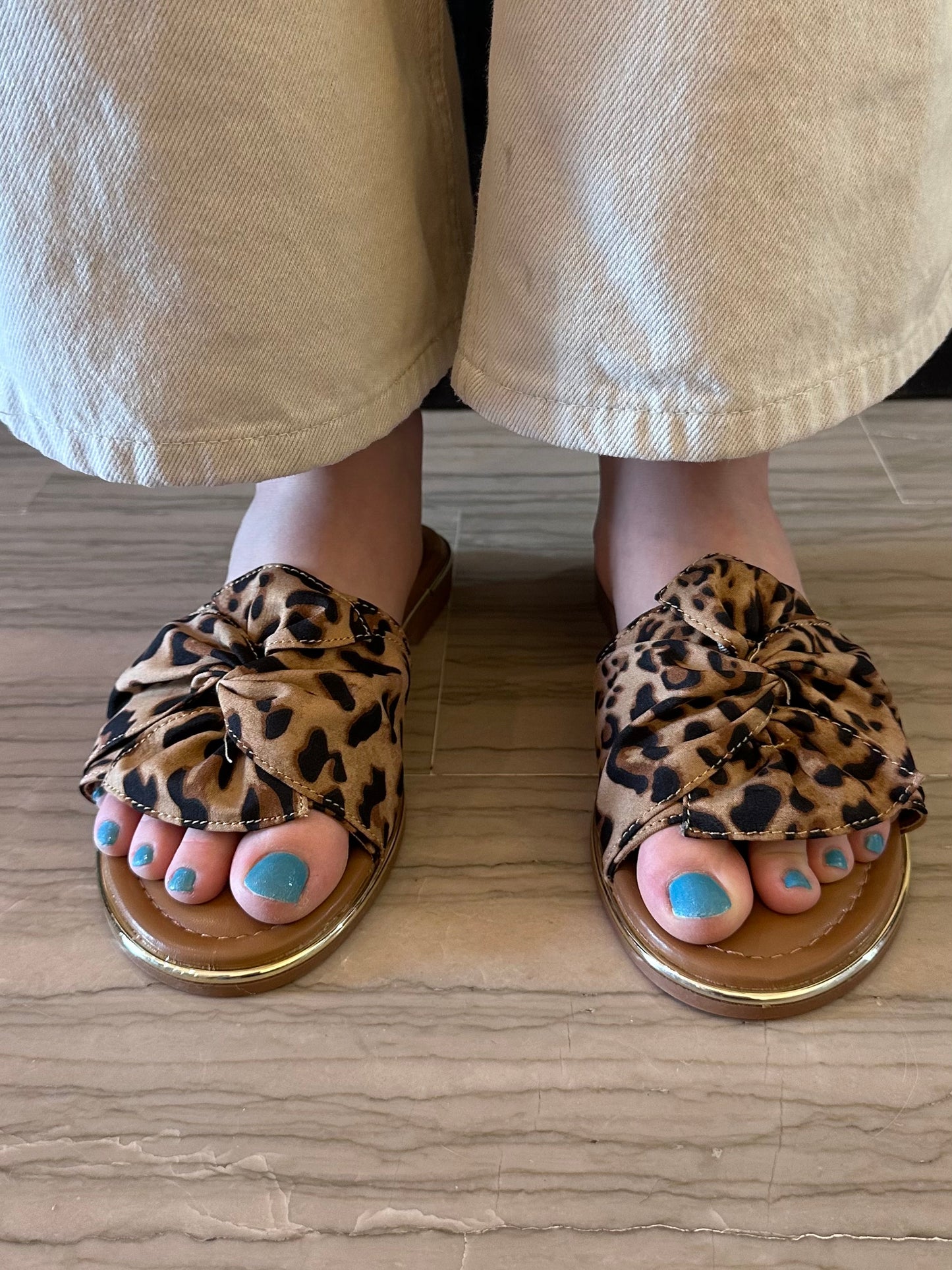 Ciabatta Donna Marina Torres Leopardata con Fiocco