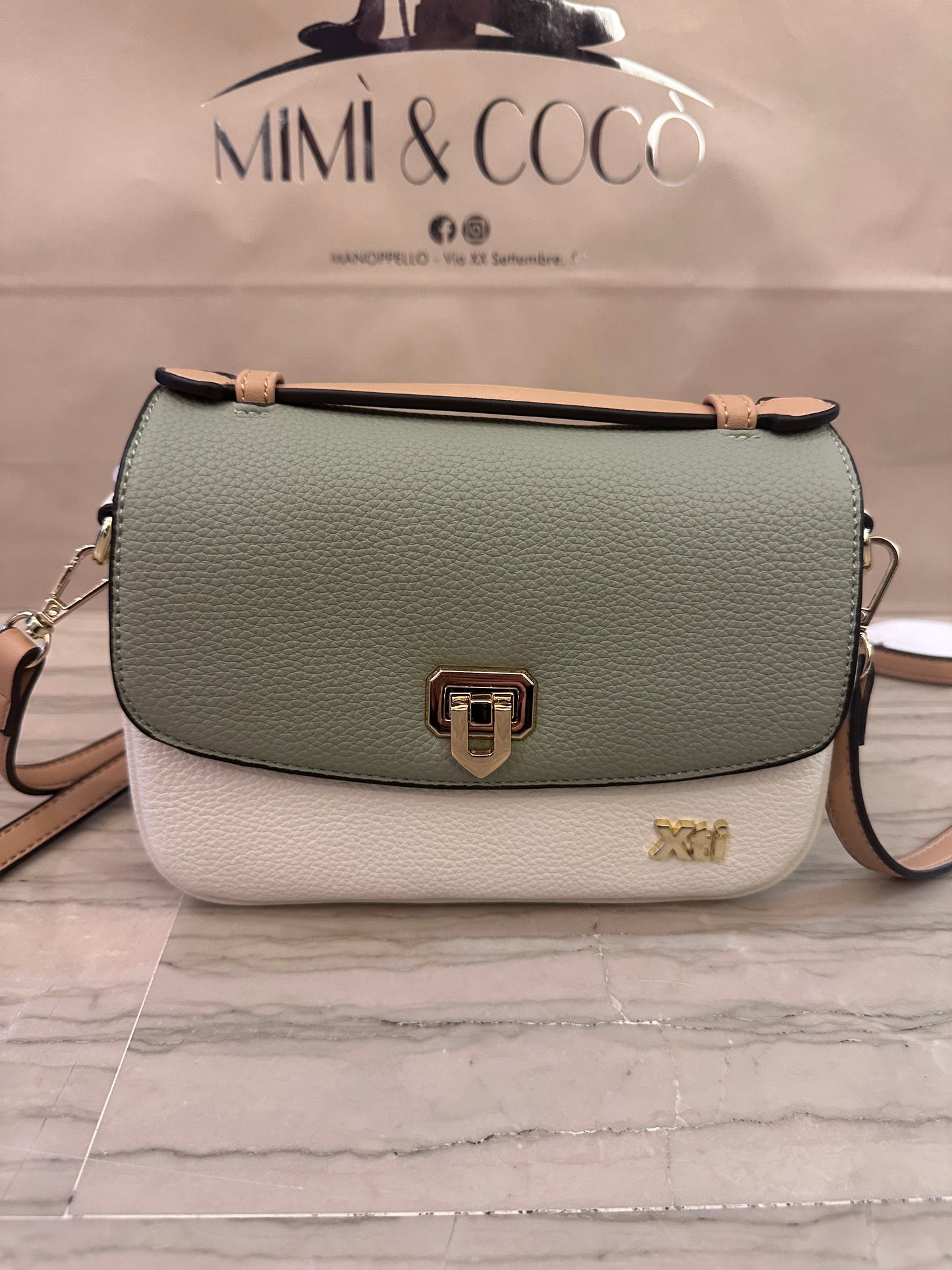 Borsa Multicolor Verde Beige Tracolla – Crossbody Elegante 19 cm