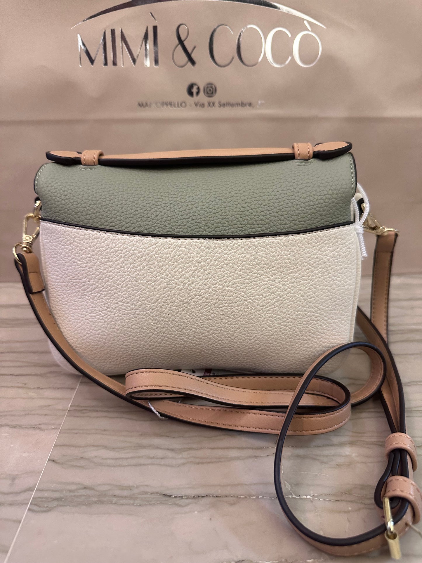 Borsa Multicolor Verde Beige Tracolla – Crossbody Elegante 19 cm