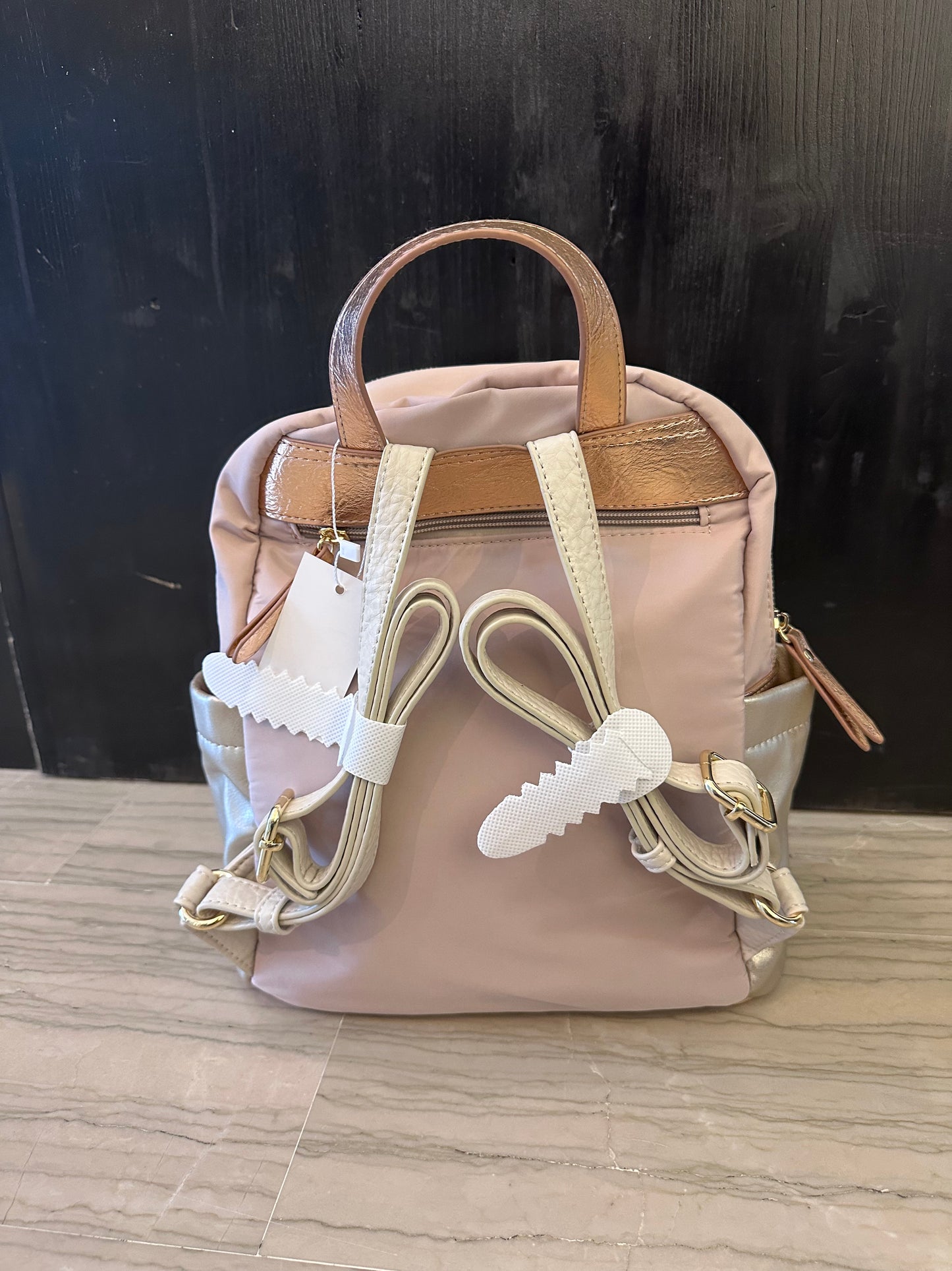 Zainetto Beige e Rosa Multi Tasche – Backpack Donna Organizer 28 cm