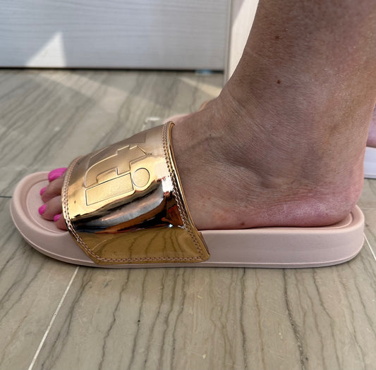 CIABATTA XTI DONNA ORO ROSA IN GOMMA