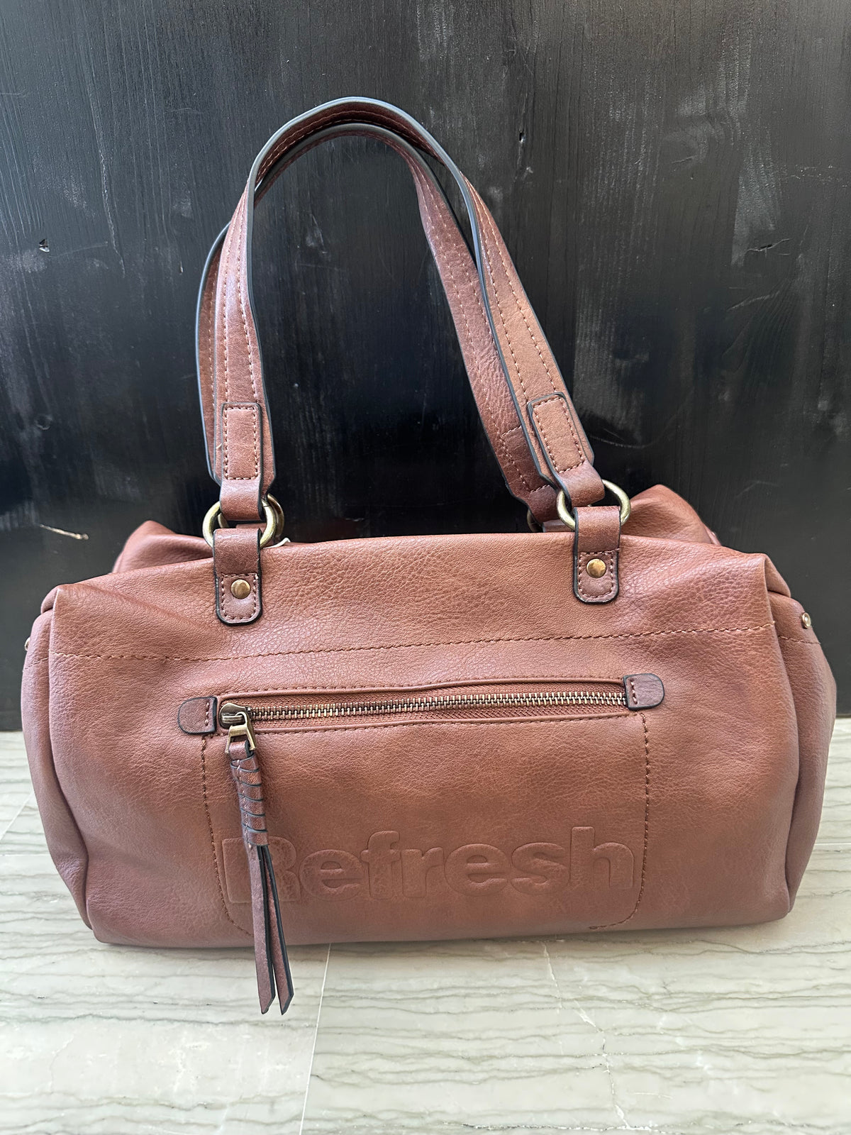 Bauletto Donna Morbido Camel Refresh con Tasche e Borchie